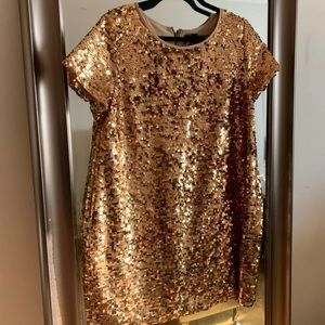 LU NYC Gold Sparkling Sequin Mini Party Dress